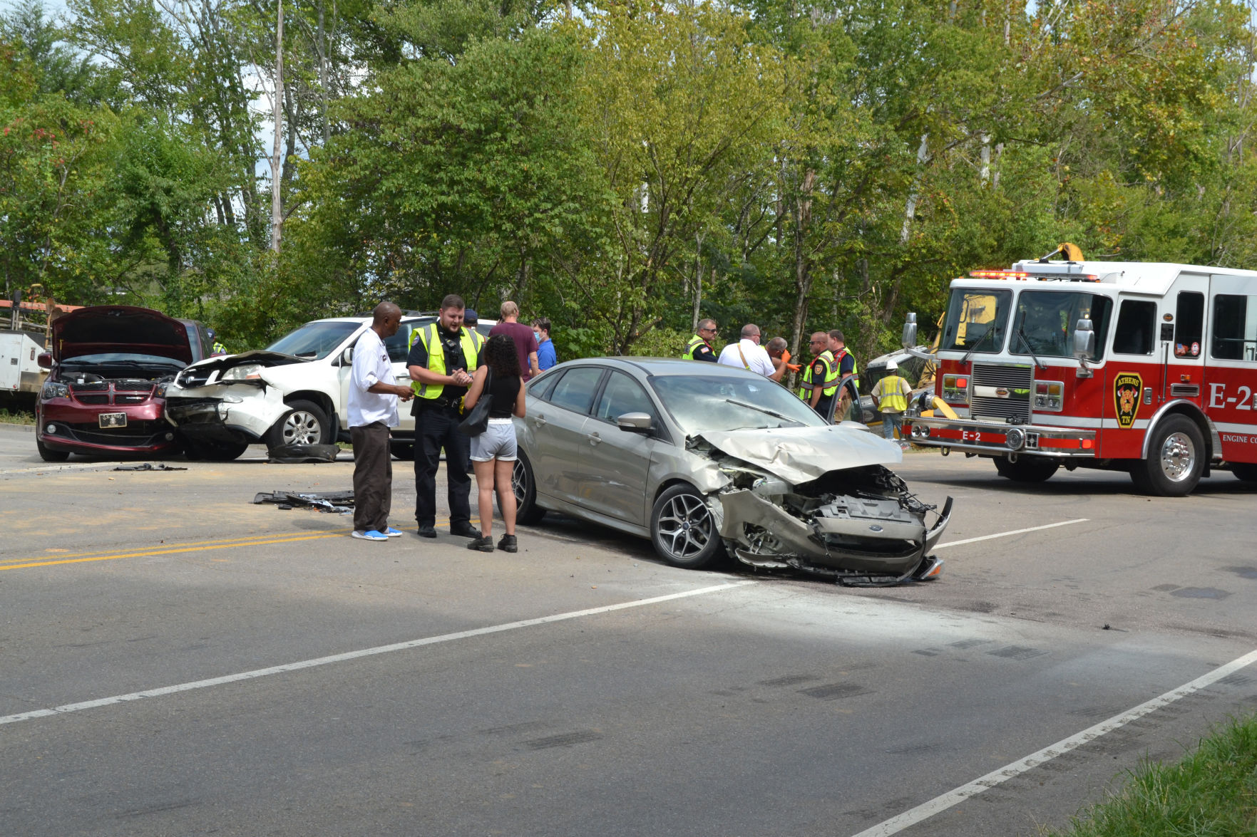 No injuries reported in three-vehicle accident